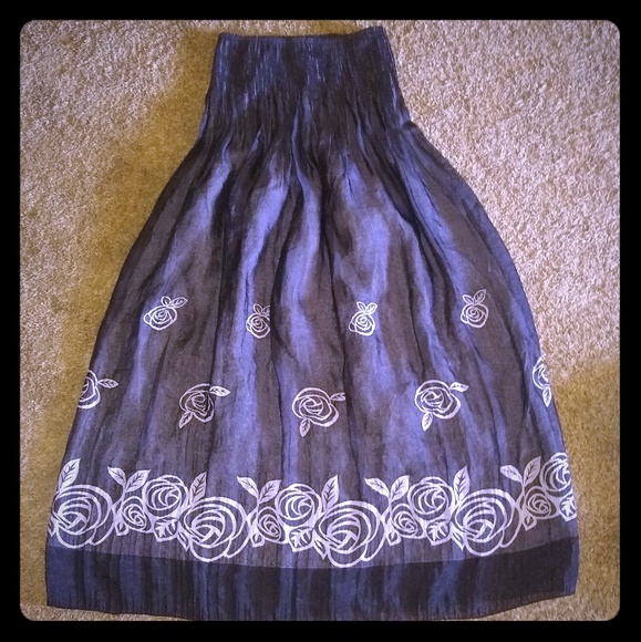 lapis strapless dress